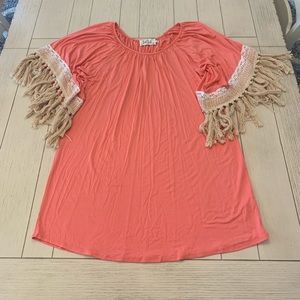 VaVa by Joy Han Tassel Coral Tunic Sz L